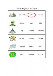 English Worksheet: Places in the city matching exercise