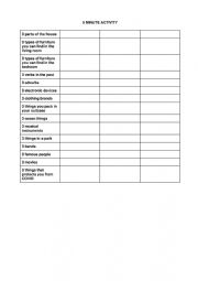 English Worksheet: 5 Minut Activity