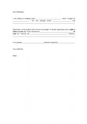 English Worksheet: Complaint email