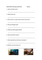 English Worksheet: Goodwill Hunting
