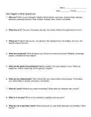 English Worksheet: Uta Hagan�s Characterization Questions