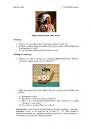 English Worksheet: Native Americans� Heroes