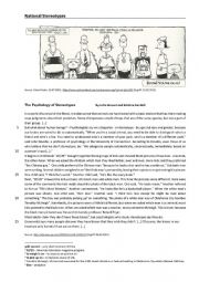 English Worksheet: National Stereotyping