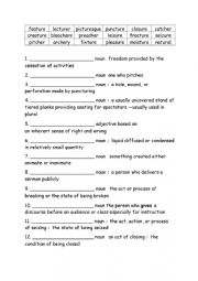 English Worksheet: Spelling Words Definitions Grade 6 Week 10