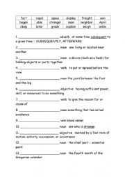 English Worksheet: Spelling Words Definitions Grade 4 Week 3