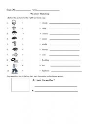 English Worksheet: Weather Word-Matching