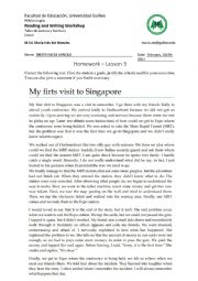 English Worksheet: CORRECT THE MISTAKES IN THIS STORY