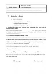 English Worksheet: first term test for 4th form 