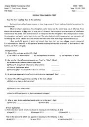 English Worksheet: Deforestation Test