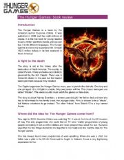 English Worksheet: Hunger Games - Reading Comprehension