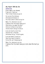 English Worksheet: My heart will go on by Celine Dion