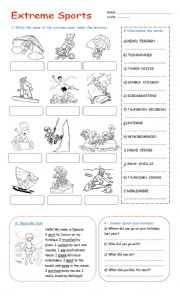 English Worksheet: EXTREME SPORTS