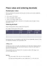 English Worksheet: Place values 