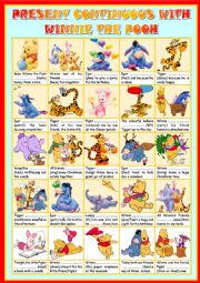 English Worksheet: PRESENT CONTINUOUS WITH WINNIE THE POOH