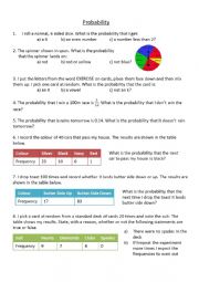 English Worksheet: Probability 
