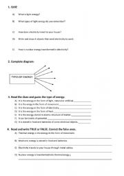 English Worksheet: Energy activities