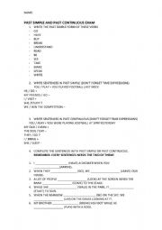 English Worksheet: PAST SIMPLE AND CONTINUOUS EXAM