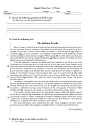 English Worksheet: Test Multiculturalism (problems) 11th form - module 4