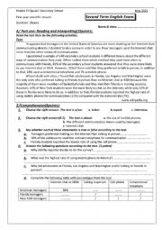 English Worksheet: 1st term English exam