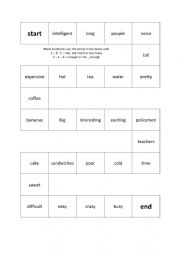 English Worksheet: Too enough