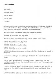 English Worksheet: The three bears
