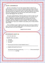 English Worksheet: VOLUNTEERING