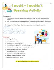English Worksheet: Yes, I would - No, I wouldnt Speaking Activity