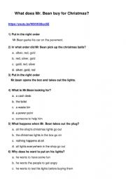 English Worksheet: What does Mr. Bean buy for Christmas?