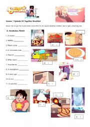 English Worksheet: Steven Universe Worksheet  SE1EP04 Together Breakfast