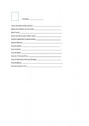 English Worksheet: Basic Introduction Form