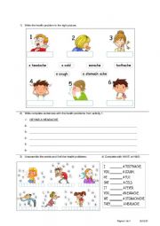 English Worksheet: HEALTH PROBLEMS 