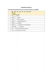 English Worksheet: Possessive pronouns