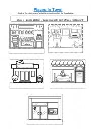 English Worksheet: Places in town