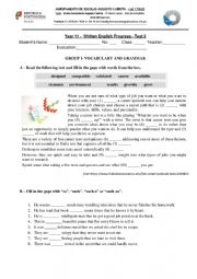 English Worksheet: Written Test for my 11th grade students