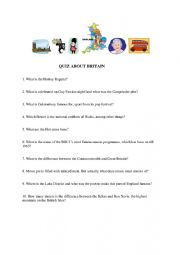 English Worksheet: Quiz about Britain