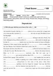 English Worksheet: Diagnosis test