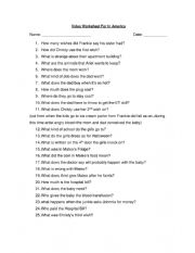 English Worksheet: Video worksheet for the film 