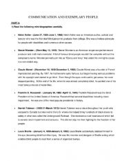 English Worksheet: Communication and Exemplary People