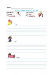 Writing -ing verb sentences