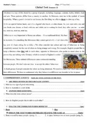 English Worksheet: Global Test Second Bac Ticket To English
