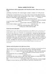 English Worksheet: review module 6 for 9th form