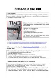 English Worksheet: Protests in the USA