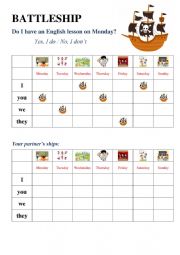 English Worksheet: afterschool activities (battleship)