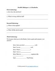 English Worksheet: Health dialogue