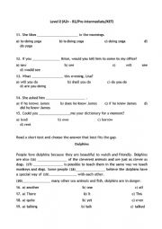English Worksheet: Test A2-B1