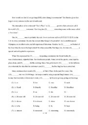 English Worksheet: grammar and reading exercise