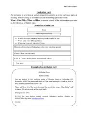 English Worksheet: Invitation Cards (Activities)