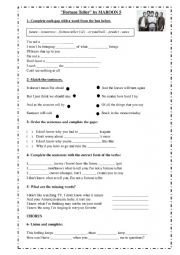 English Worksheet: Fortune teller song