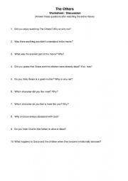 English Worksheet: The Others  (Movie discussion / worksheet)