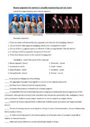 English worksheet: Beauty pageants for women - worksheet